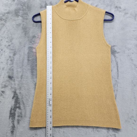 Vintage Classic Elements Sweater Womens S Gold Metallic Mock Neck Sleeveless - Picture 7 of 8